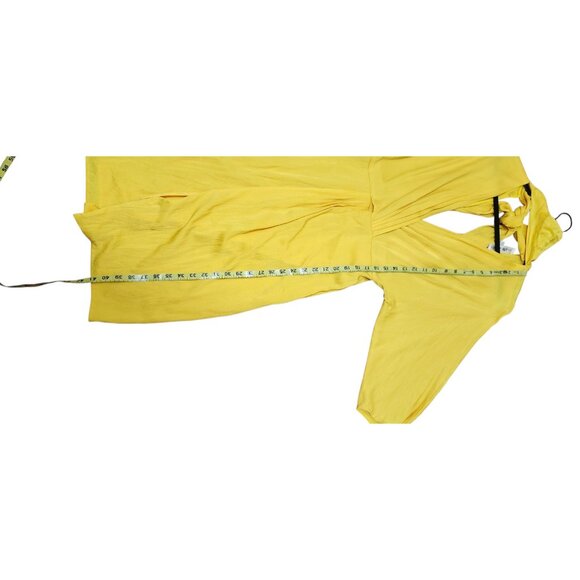 Diane von Furstenberg Yellow Draped Midi Dress Women’s Size 4 Silky Deep V Neck - Picture 8 of 11